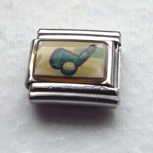 Golf club and ball photo 9mm stainless steel italian charm bracelet link new